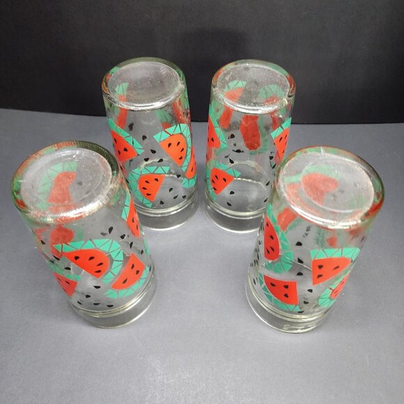 Vintage Anchor Hocking Watermelon Jelly Jar Drinking Glasses 6'' Tall - Set Of 4 - Picture 6 of 8